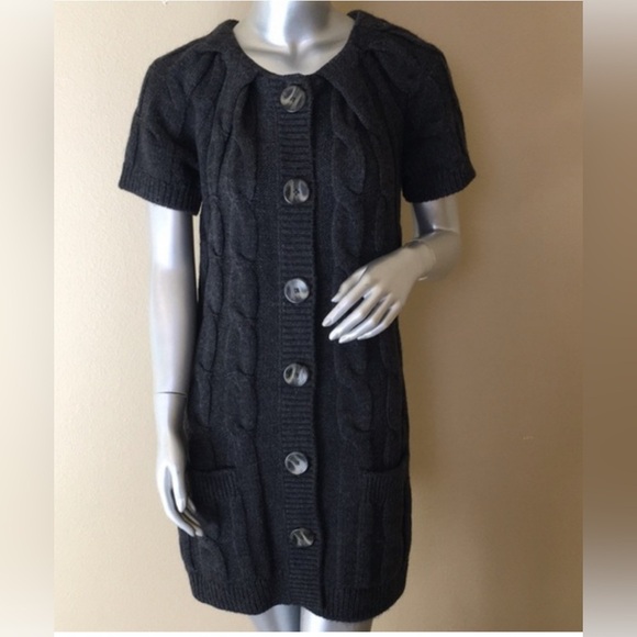 Vince small chunky alpaca button up sweater dress boho chic academia - Picture 2 of 5